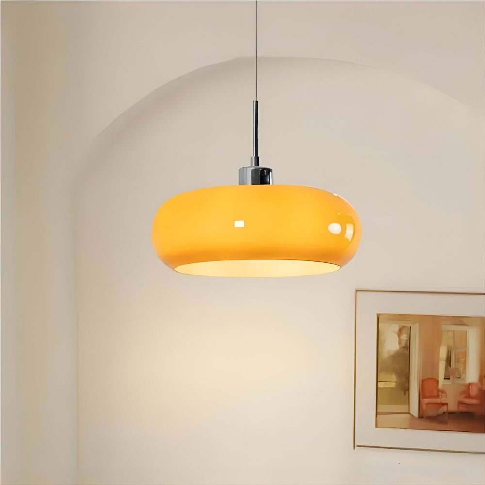 Bauhaus Opal Glass LED Pendant Lights With Oval Shade And Black Cord