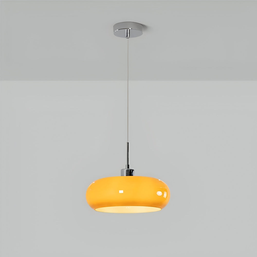 Bauhaus Opal Glass LED Pendant Lights With Oval Shade And Black Cord