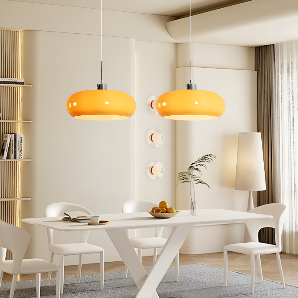 Bauhaus Opal Glass LED Pendant Lights With Oval Shade And Black Cord