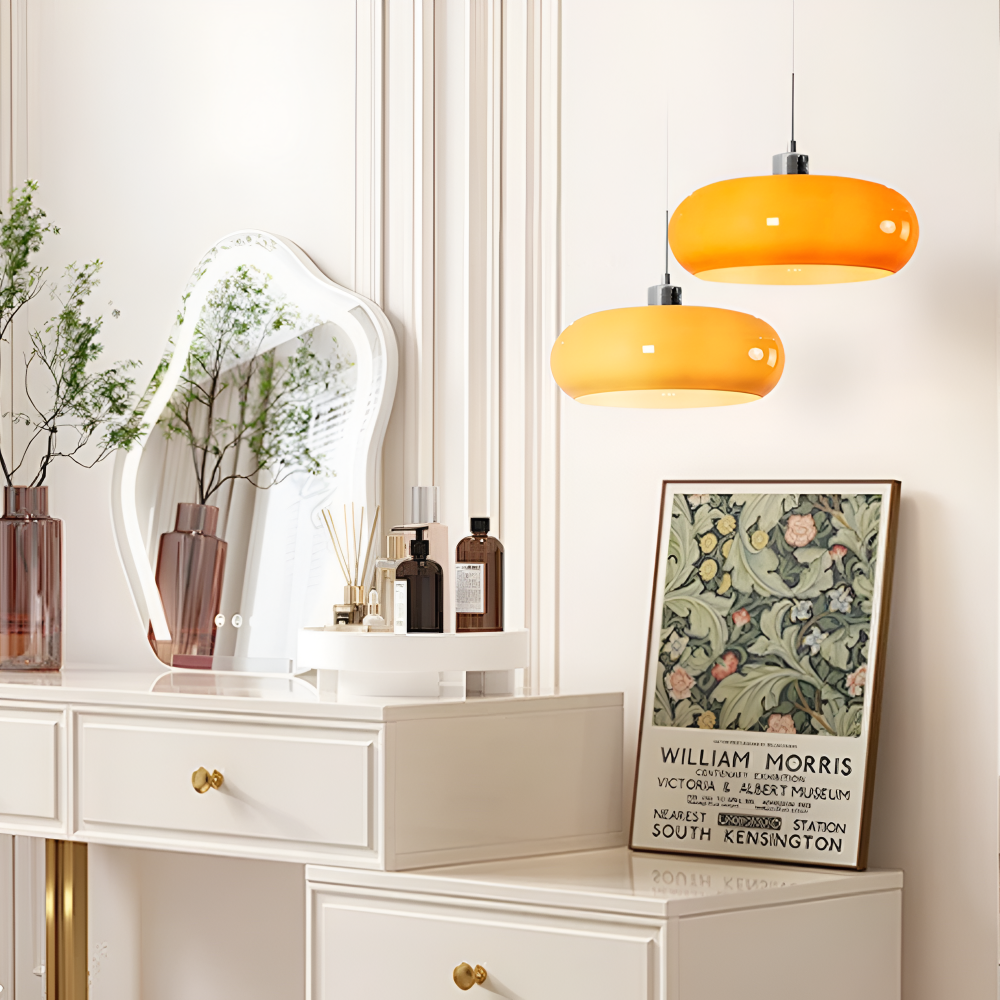 Bauhaus Opal Glass LED Pendant Lights With Oval Shade And Black Cord