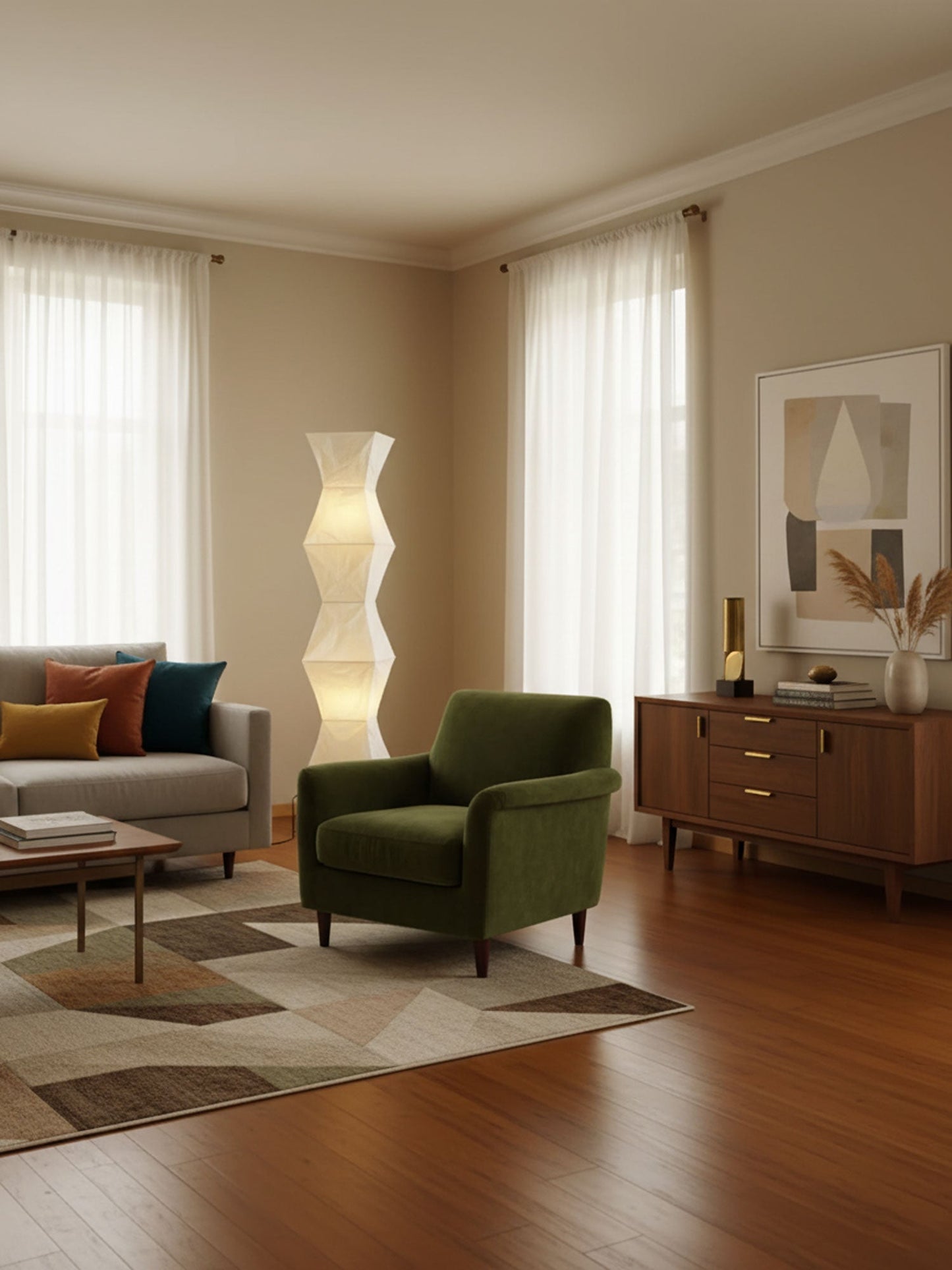 Rice Paper Floor Lamp With Tripod Stand