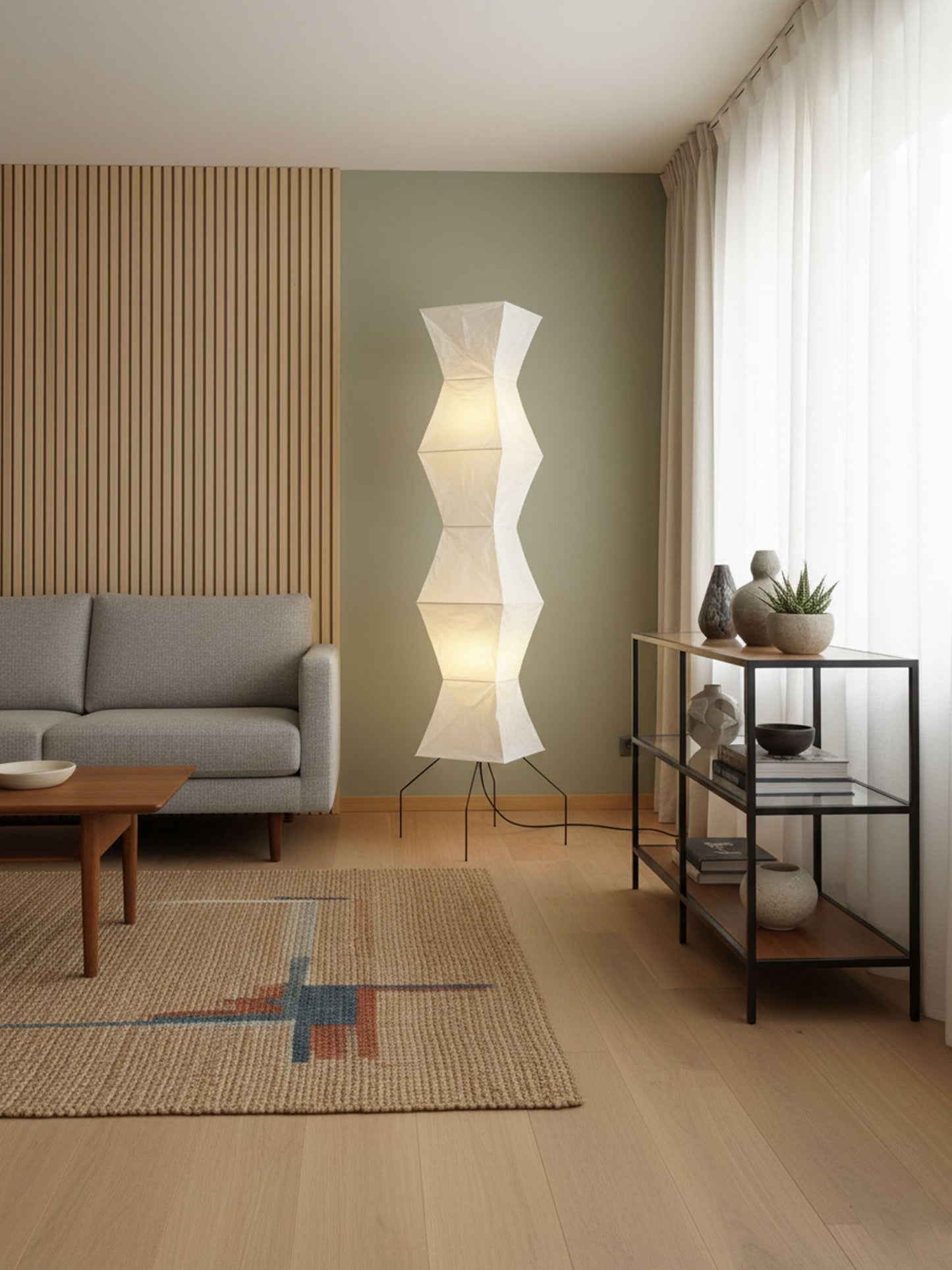 Rice Paper Floor Lamp With Tripod Stand