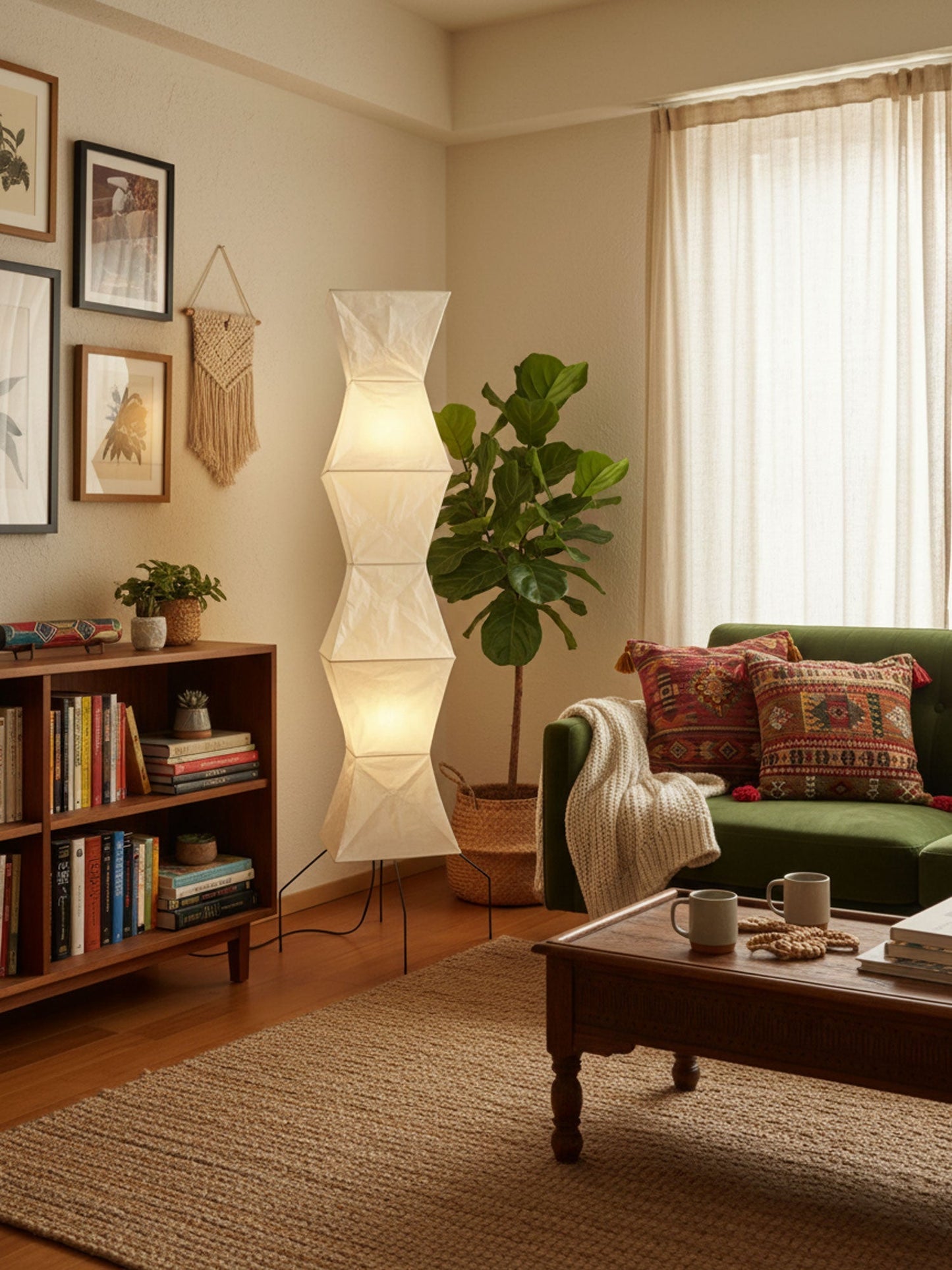 Rice Paper Floor Lamp With Tripod Stand