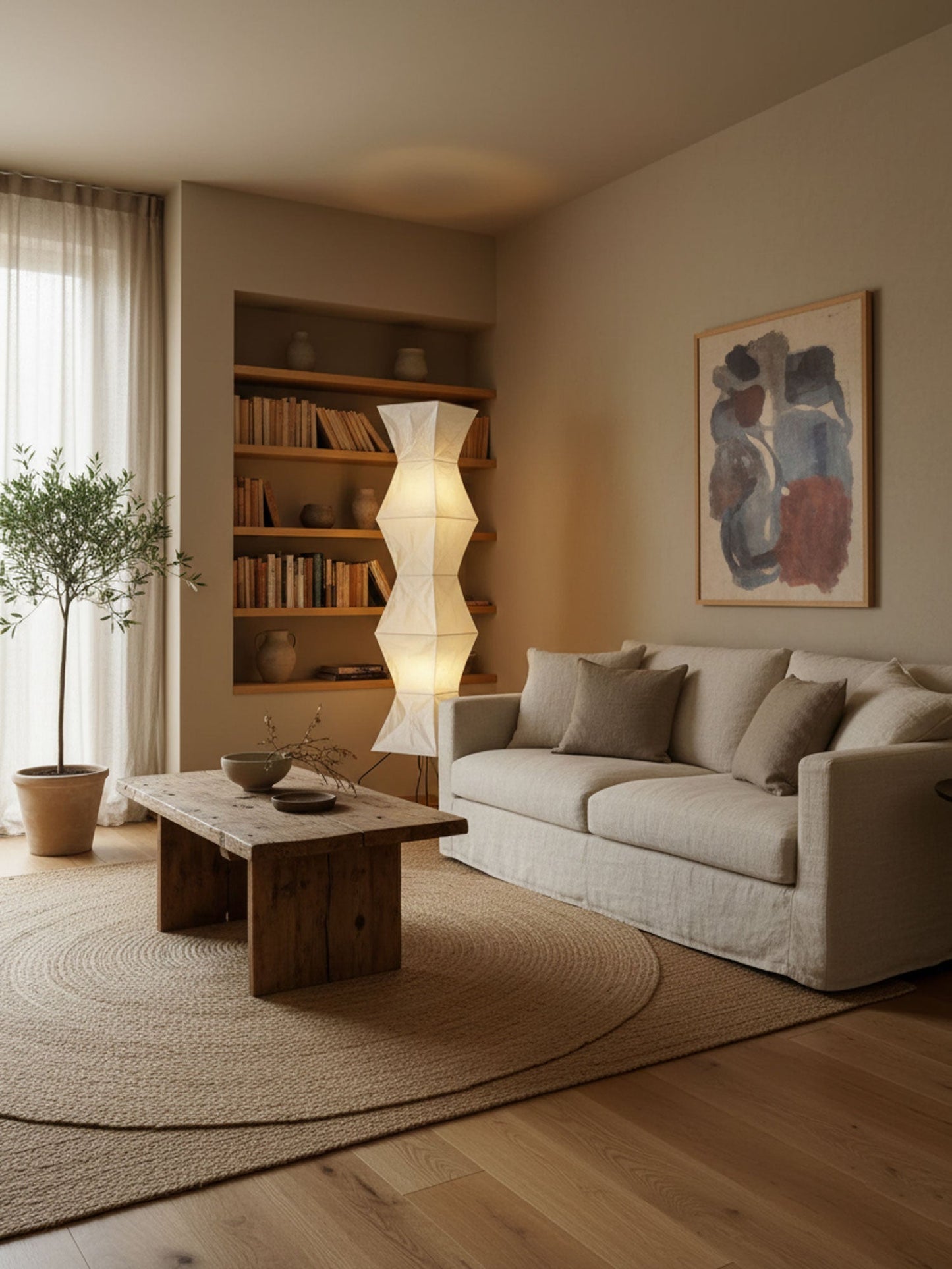 Rice Paper Floor Lamp With Tripod Stand