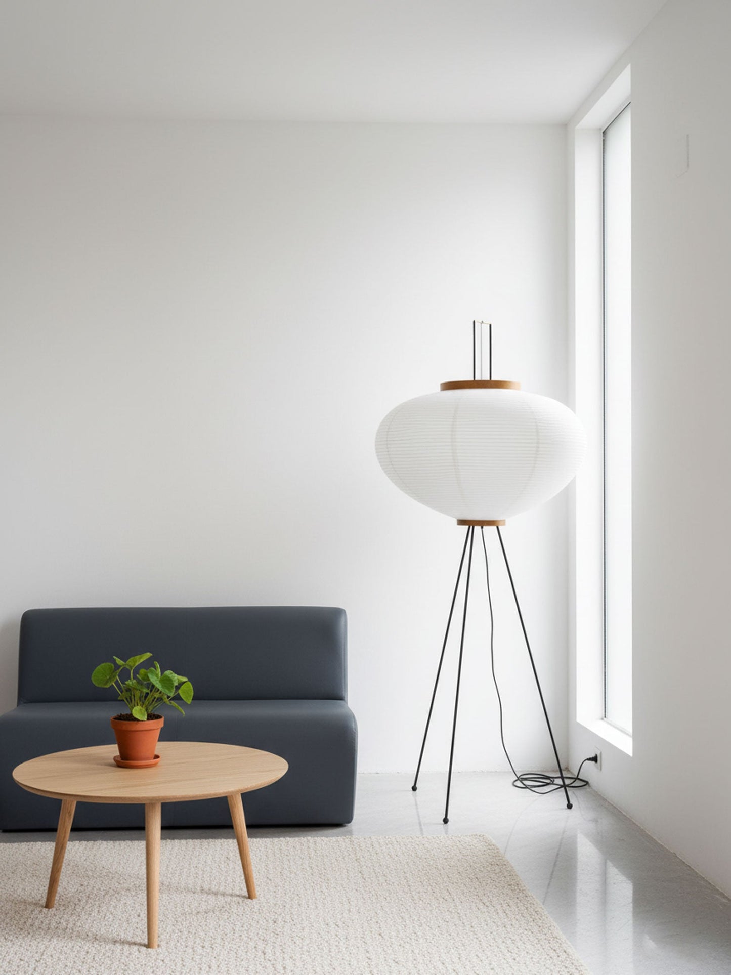 Rice Paper Floor Lamp With Tripod Stand