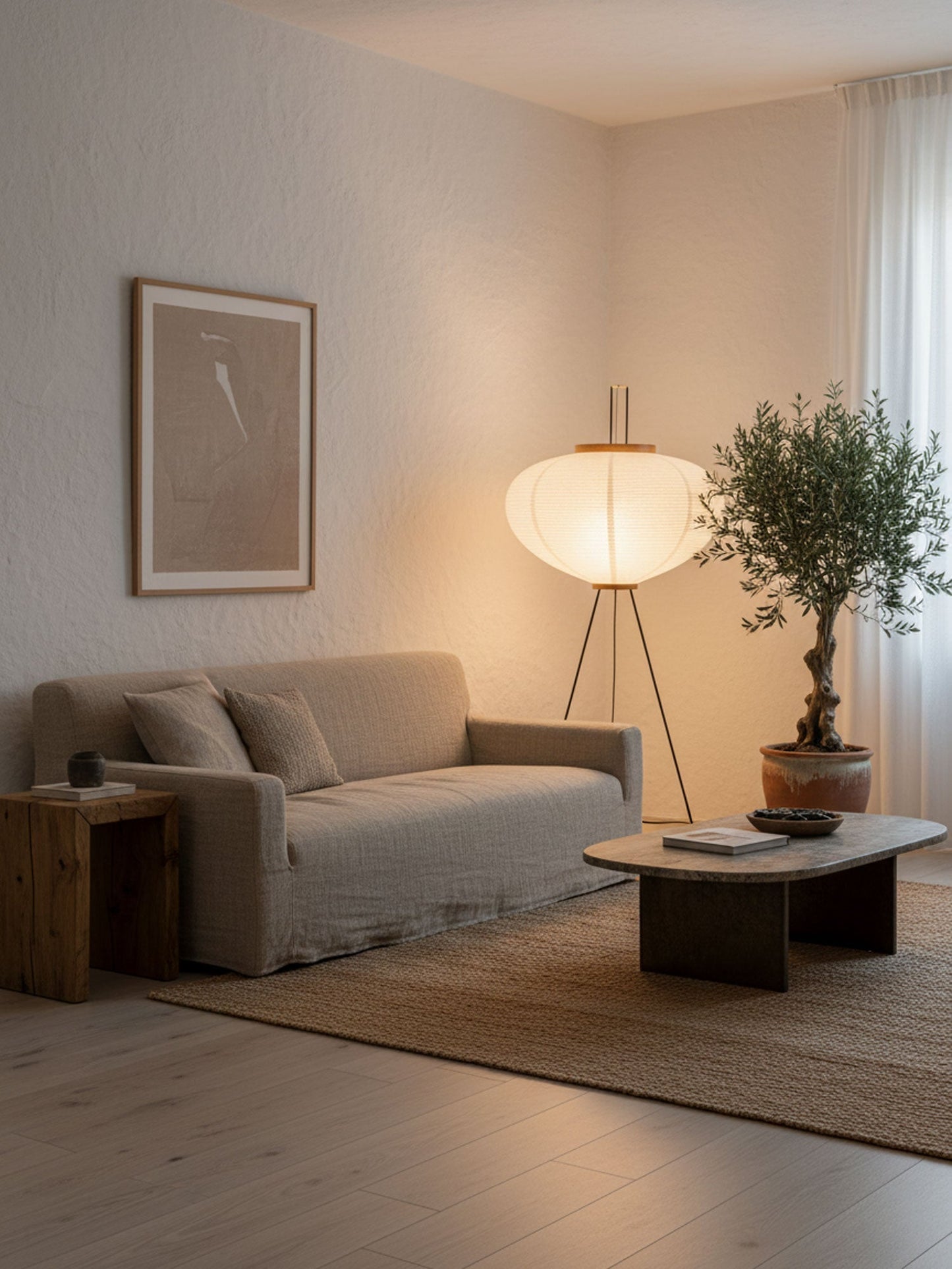 Rice Paper Floor Lamp With Tripod Stand
