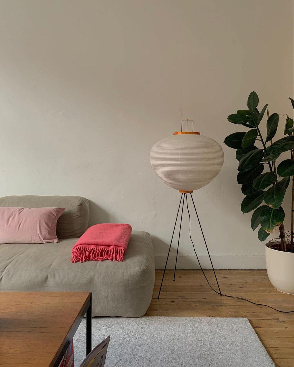 Rice Paper Floor Lamp With Tripod Stand