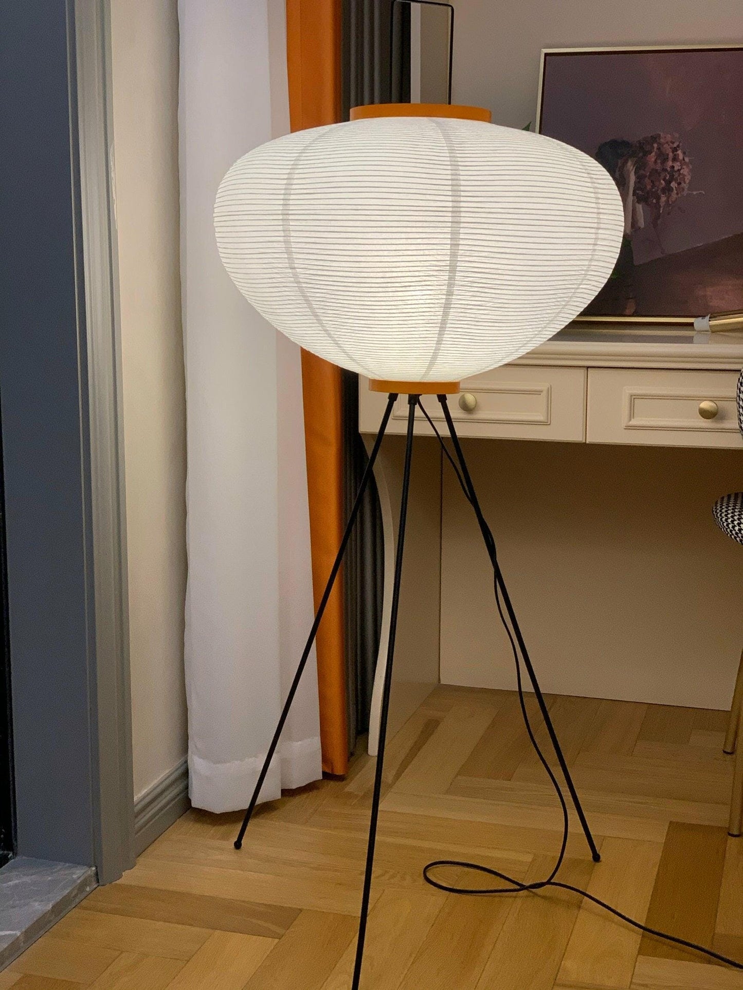 Rice Paper Floor Lamp With Tripod Stand