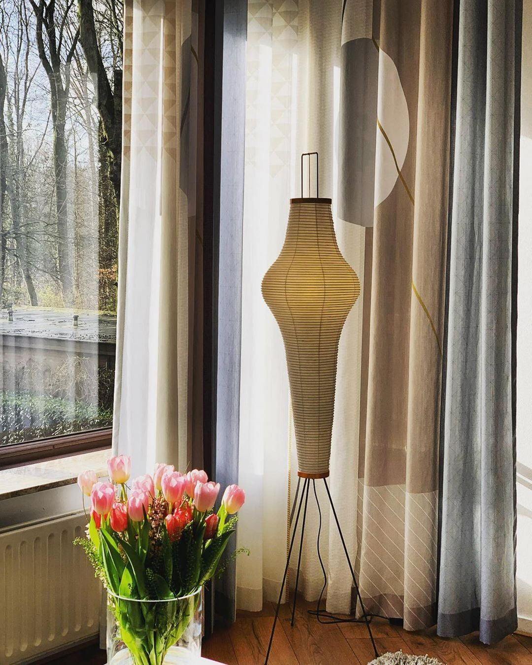 Rice Paper Floor Lamp With Tripod Stand