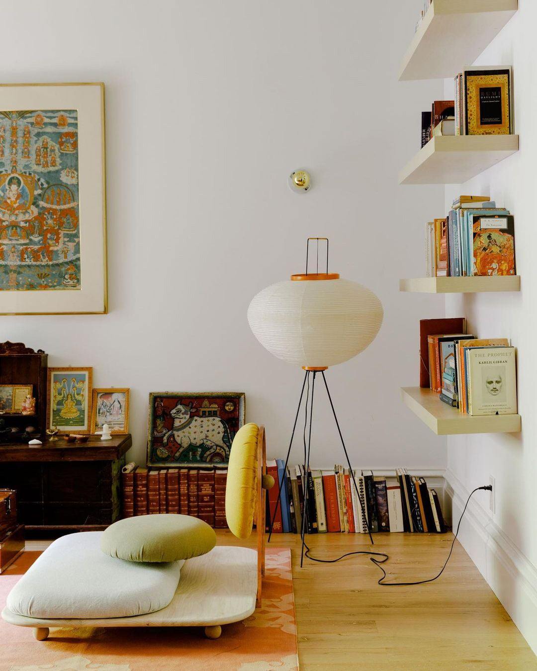 Rice Paper Floor Lamp With Tripod Stand