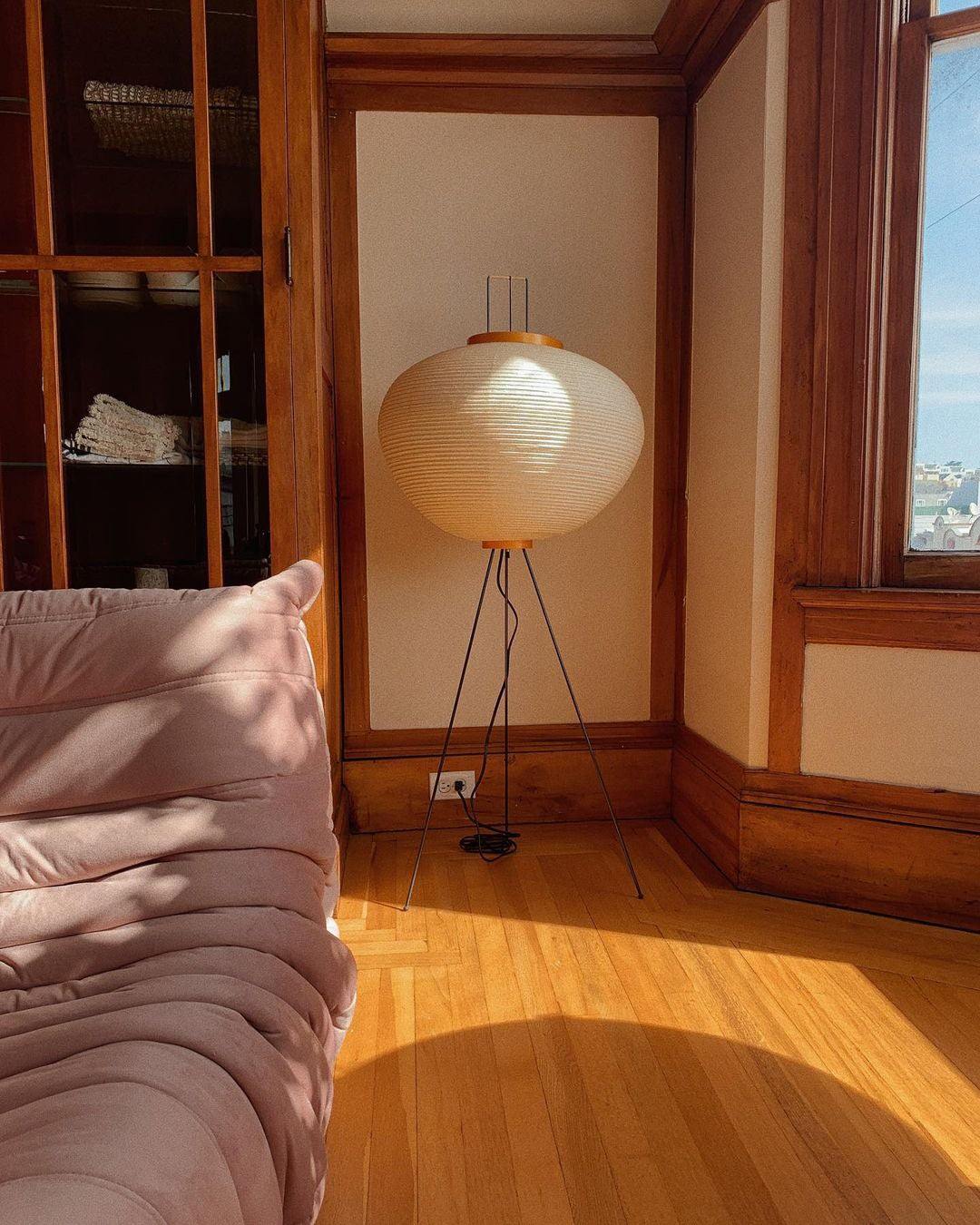 Rice Paper Floor Lamp With Tripod Stand