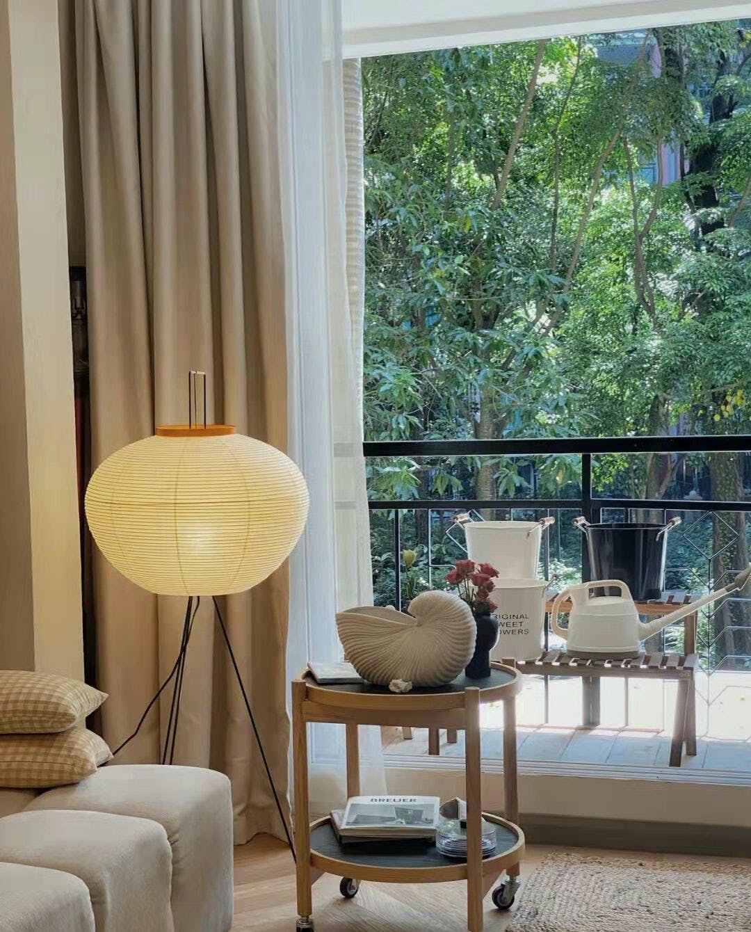 Rice Paper Floor Lamp With Tripod Stand