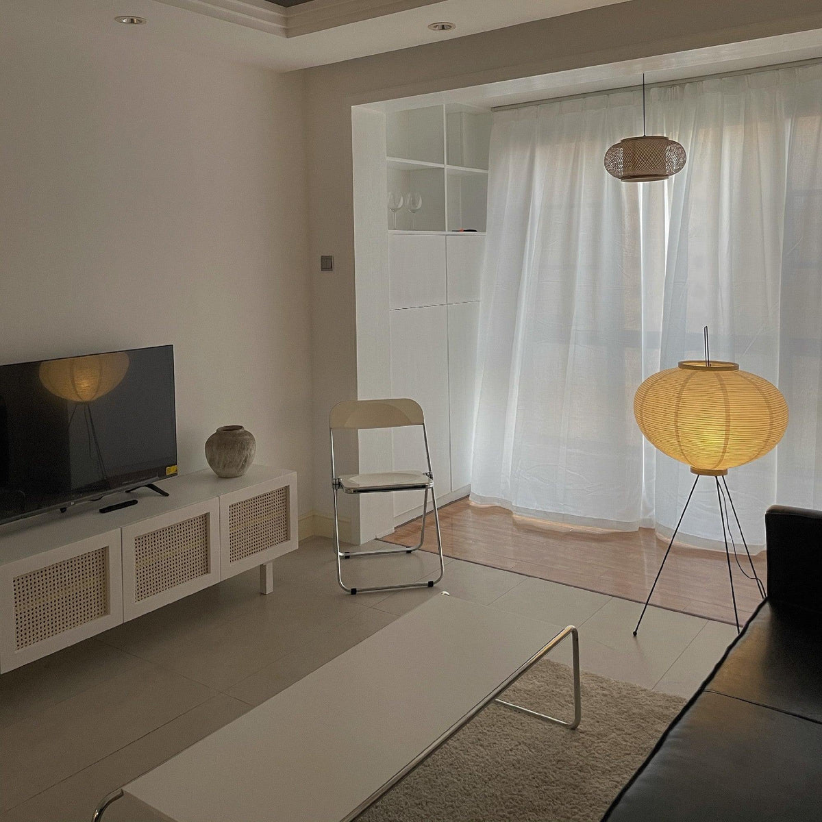 Rice Paper Floor Lamp With Tripod Stand