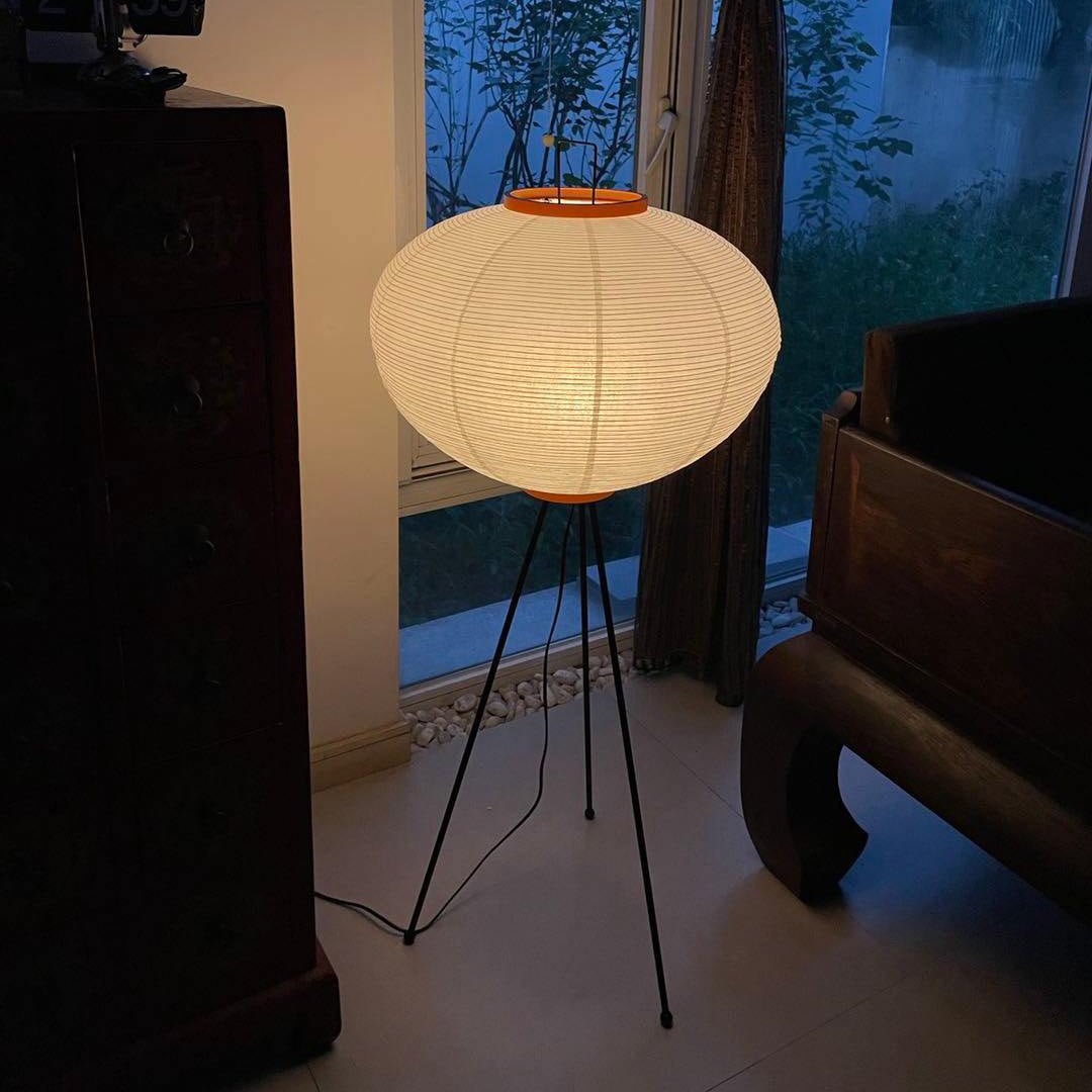Rice Paper Floor Lamp With Tripod Stand