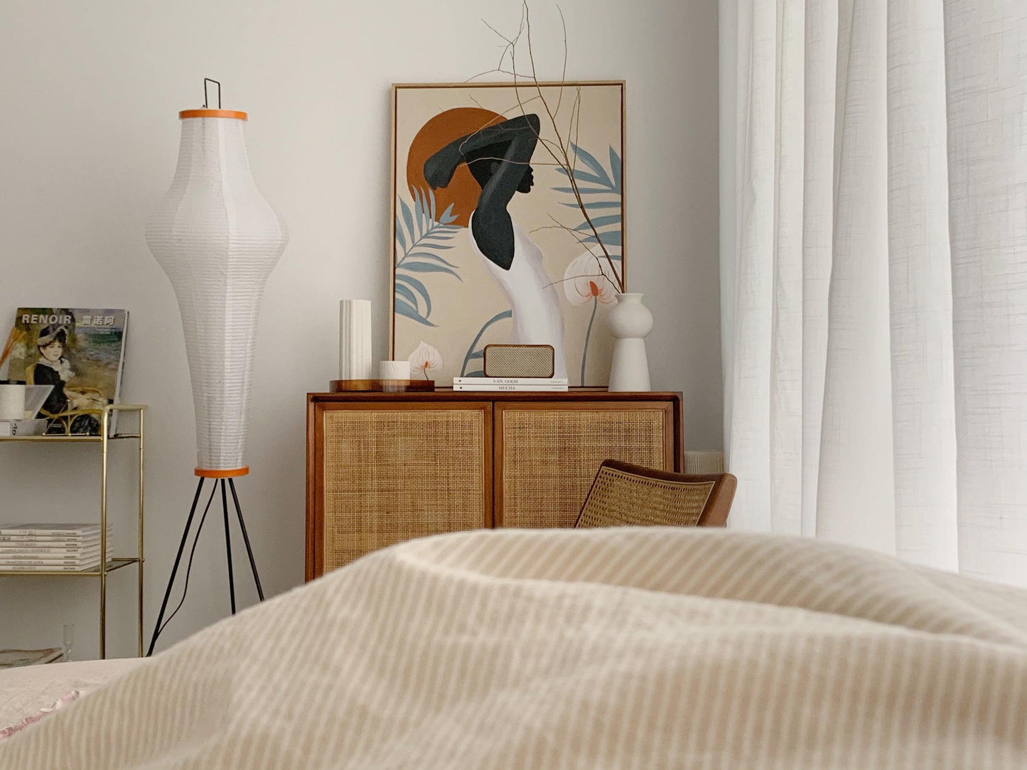 Rice Paper Floor Lamp With Tripod Stand