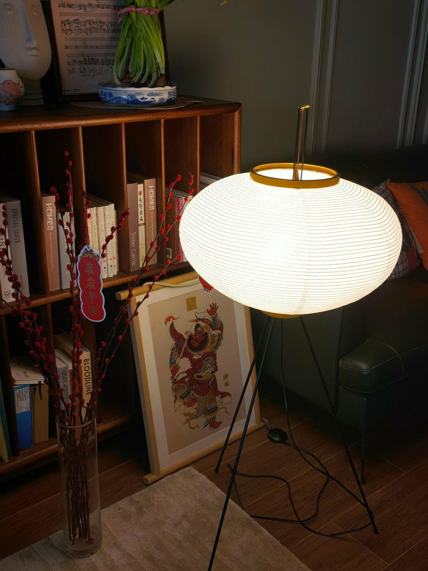 Rice Paper Floor Lamp With Tripod Stand