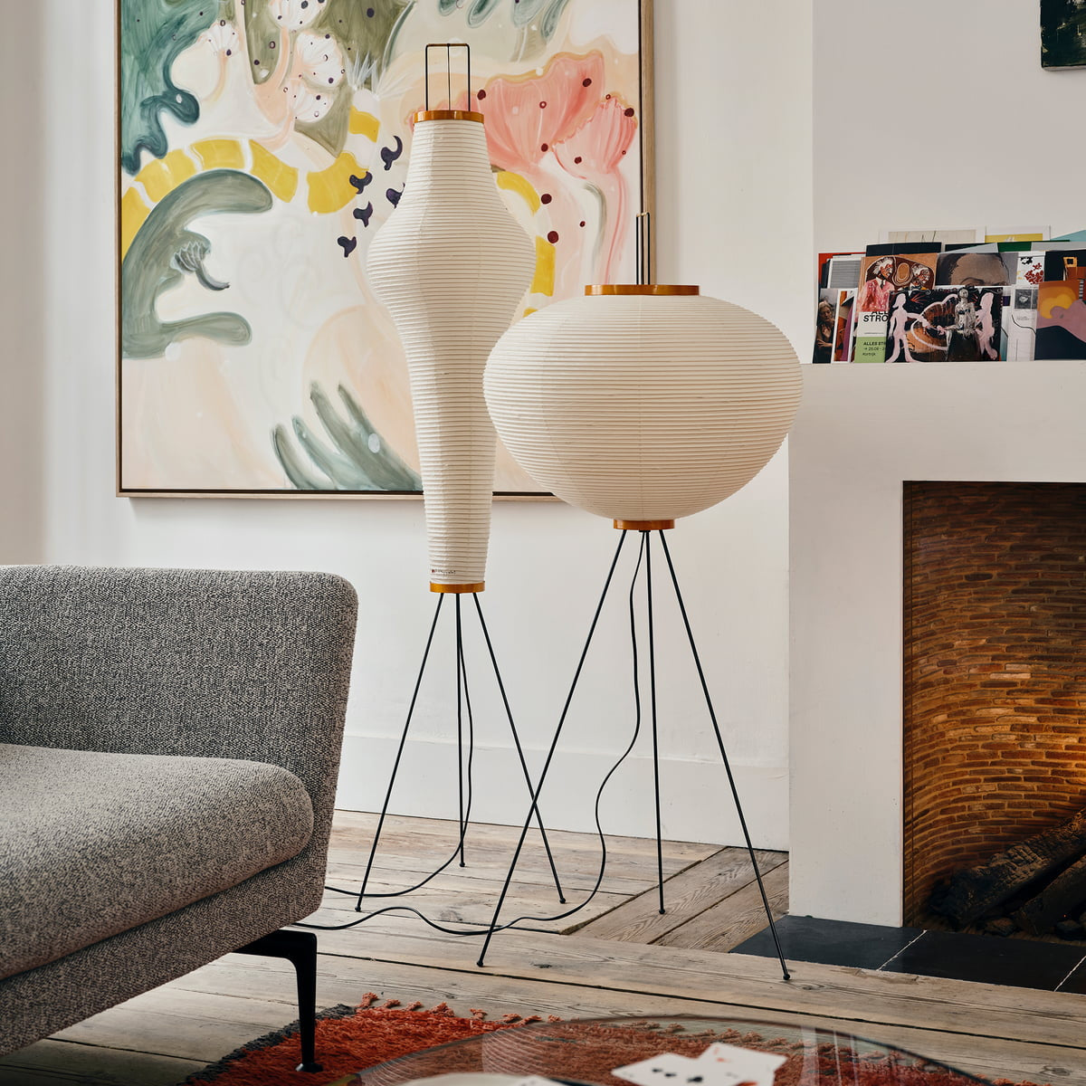 Rice Paper Floor Lamp With Tripod Stand
