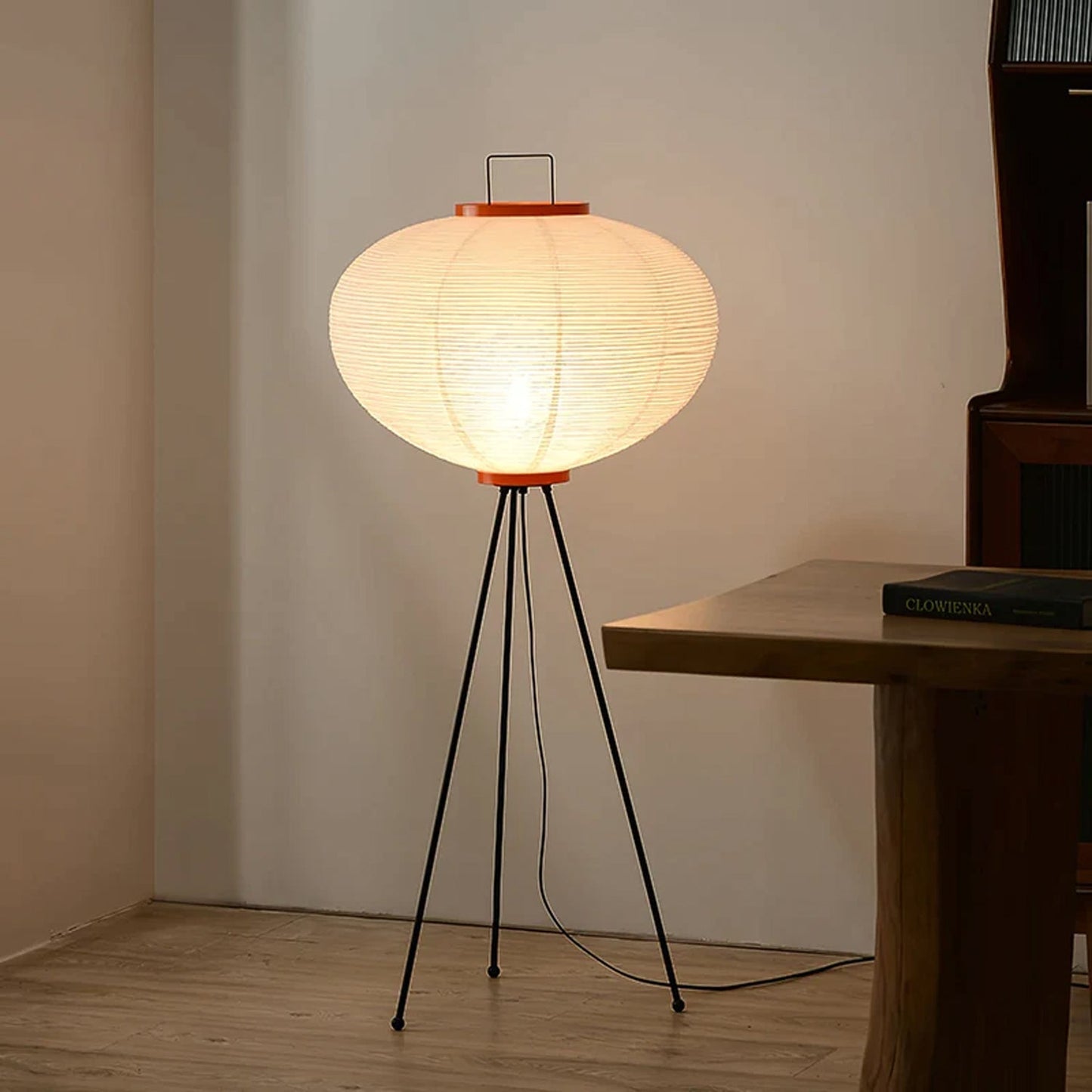 Rice Paper Floor Lamp With Tripod Stand