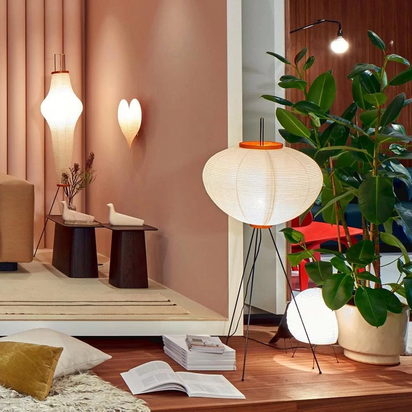 Rice Paper Floor Lamp With Tripod Stand