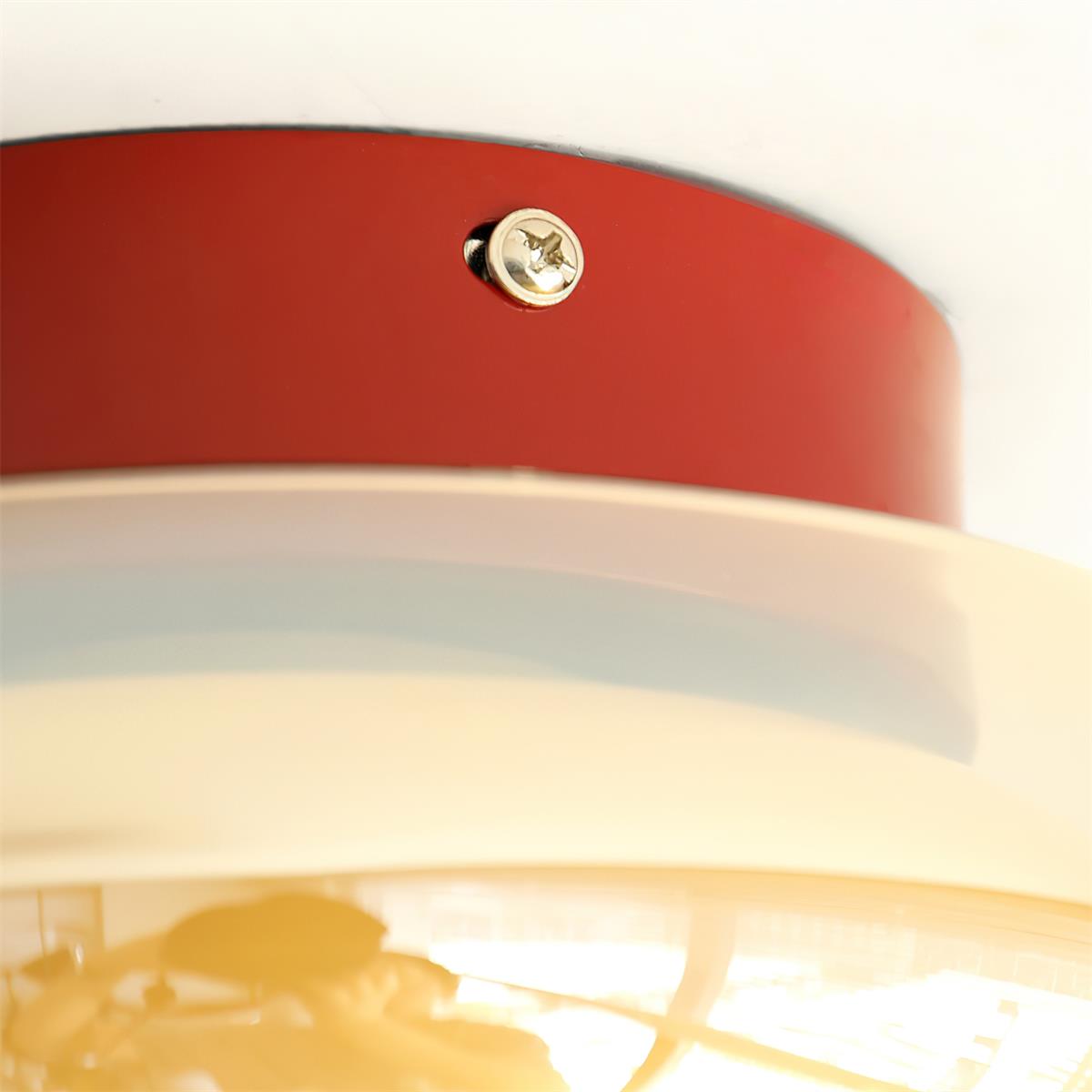 Warm White LED Glass Flush Mount Ceiling Light With Brass Rim