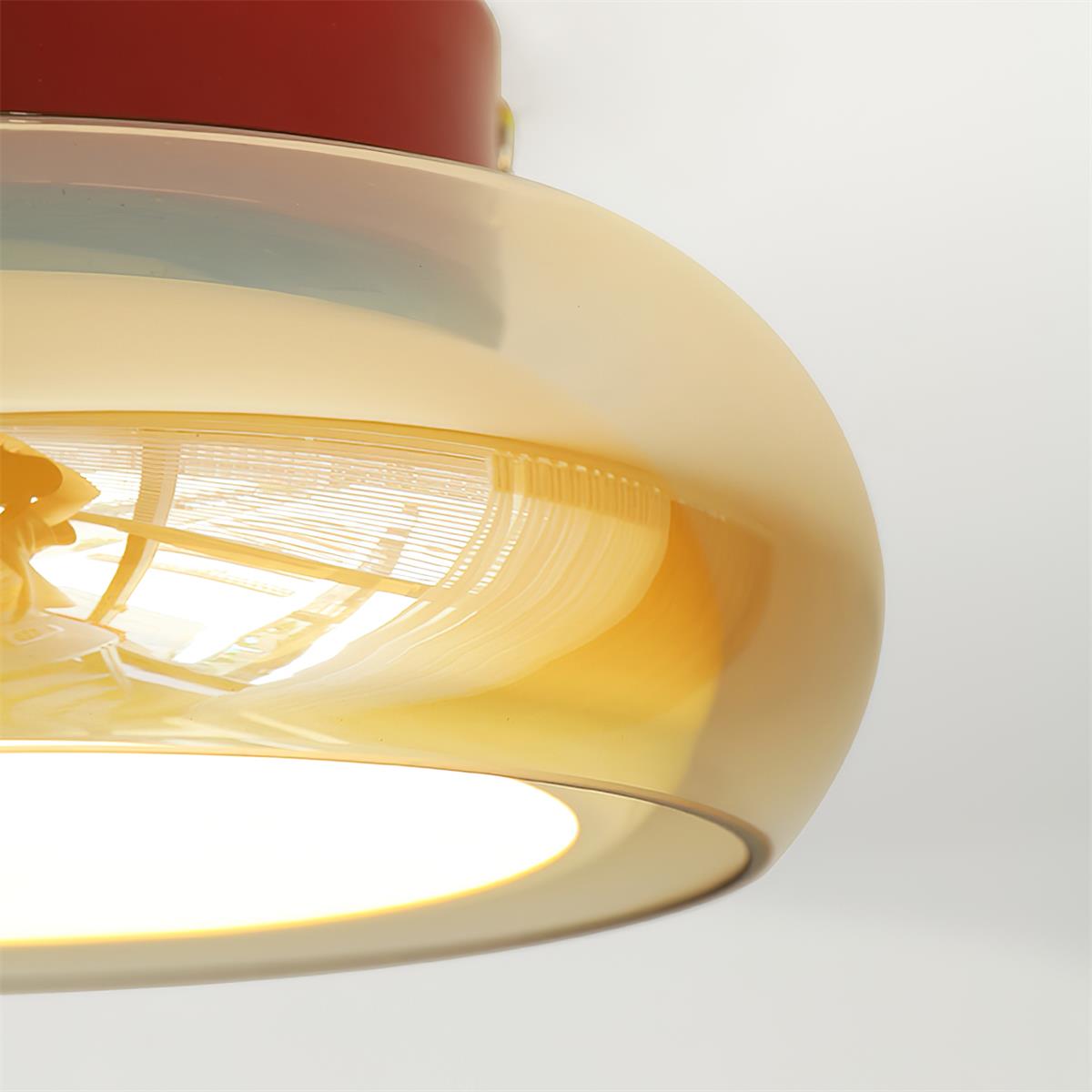 Warm White LED Glass Flush Mount Ceiling Light With Brass Rim