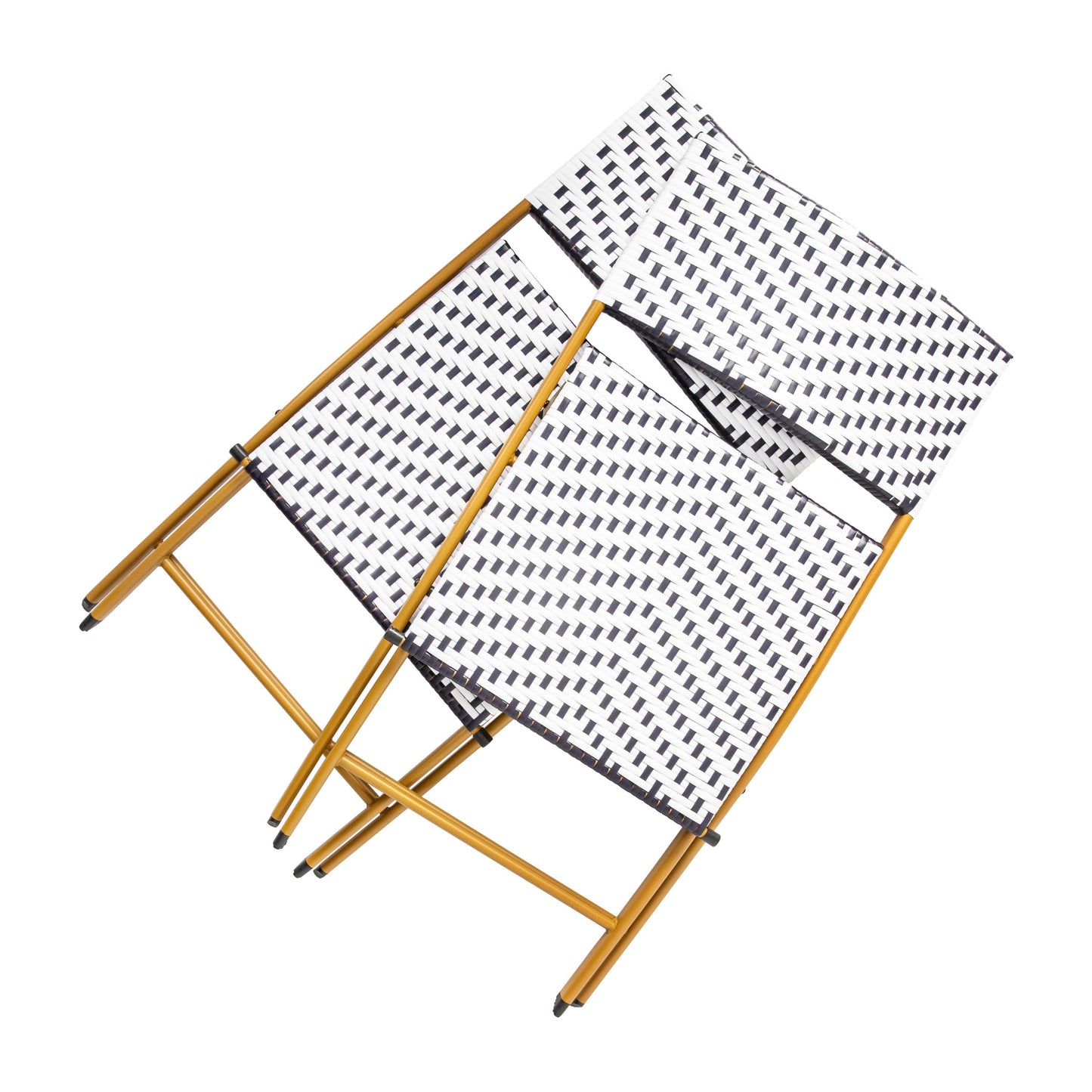 Rouen Set of Two Folding Bistro Chairs in PE Rattan with Metal Frames for Indoor and Outdoor Use