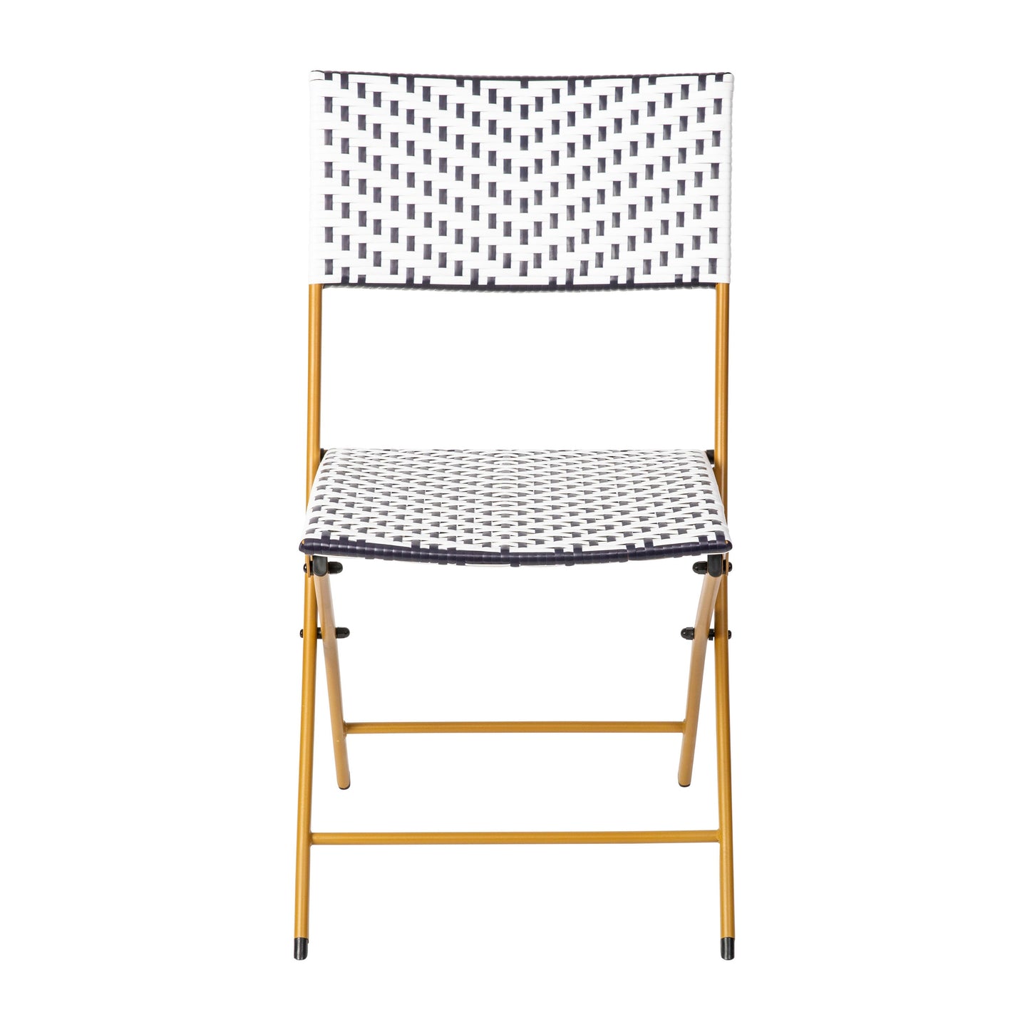 Rouen Set of Two Folding Bistro Chairs in PE Rattan with Metal Frames for Indoor and Outdoor Use