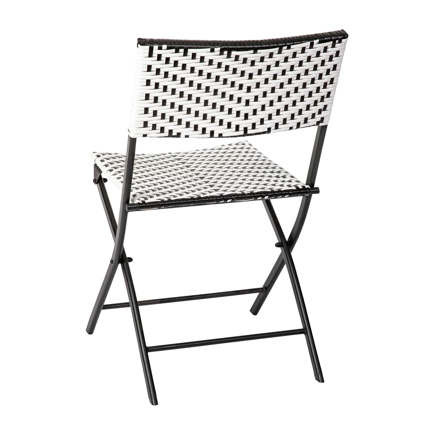 Rouen Set of Two Folding Bistro Chairs in PE Rattan with Metal Frames for Indoor and Outdoor Use