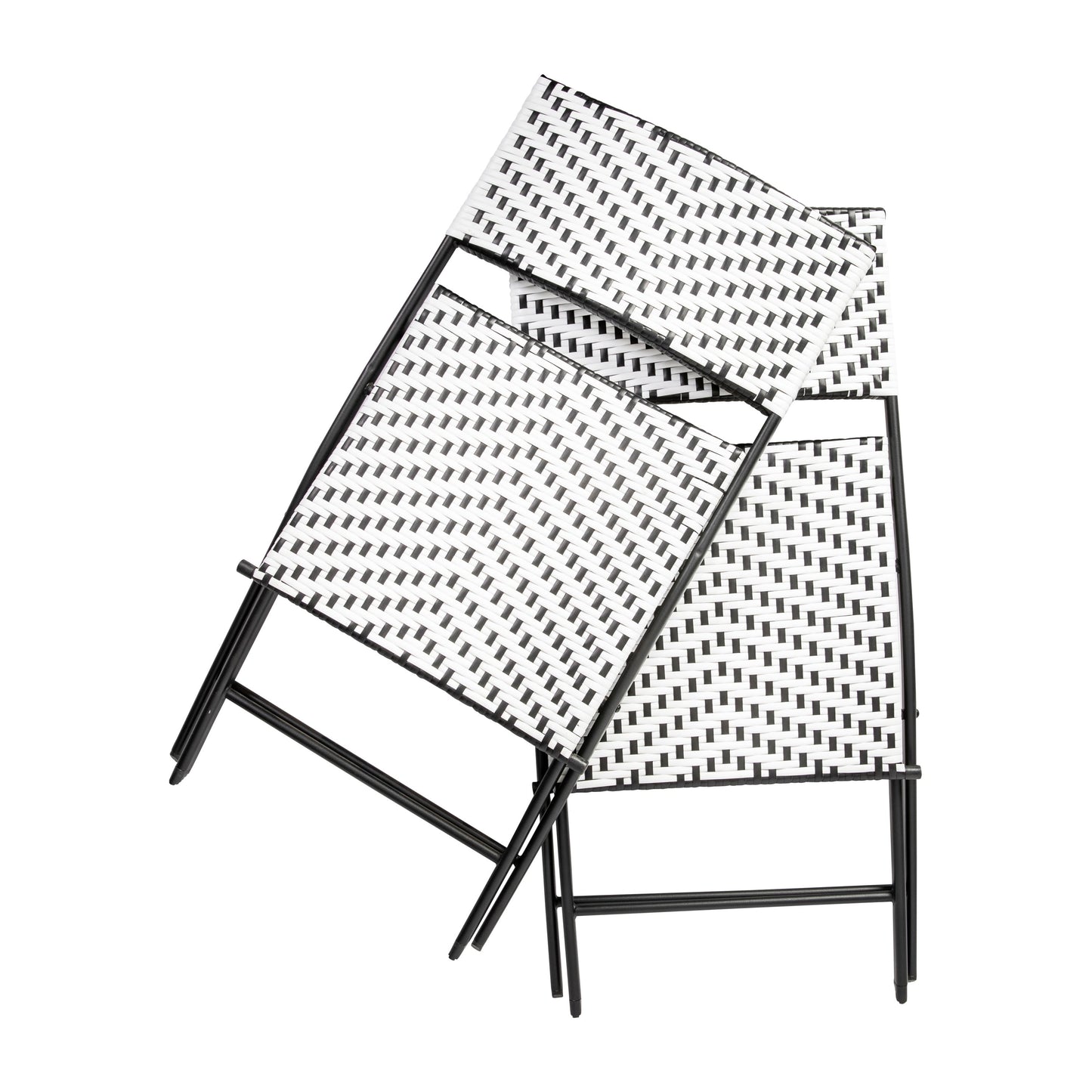 Rouen Set of Two Folding Bistro Chairs in PE Rattan with Metal Frames for Indoor and Outdoor Use