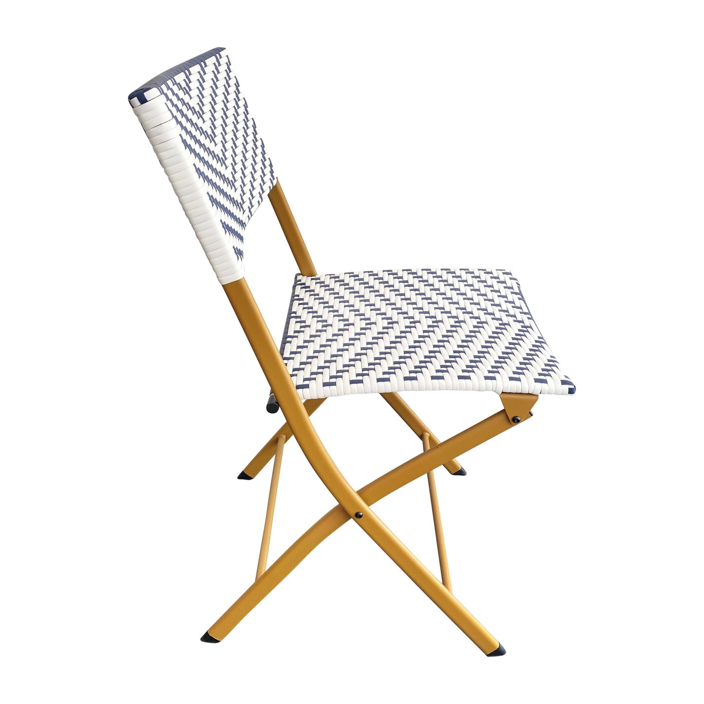 Rouen Set of Two Folding Bistro Chairs in PE Rattan with Metal Frames for Indoor and Outdoor Use