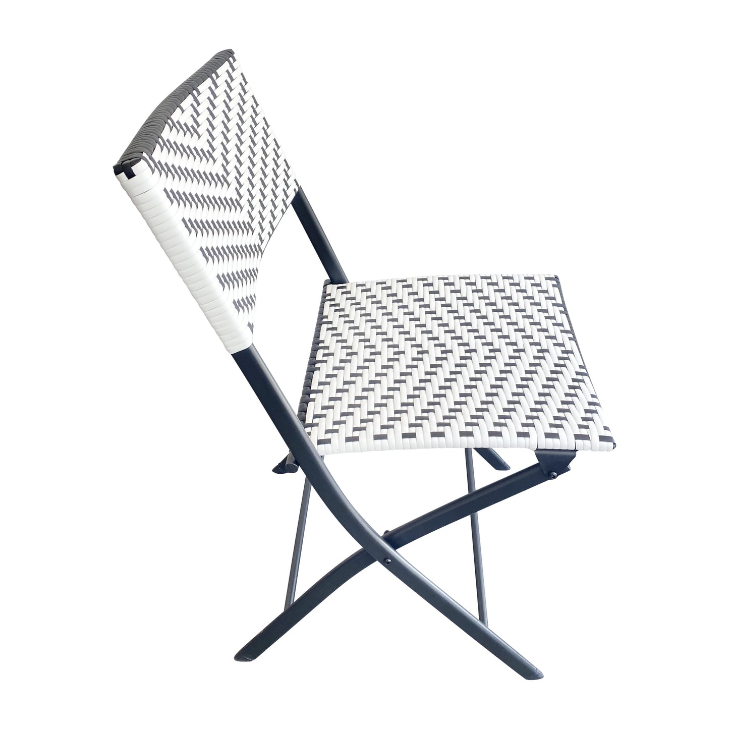 Rouen Set of Two Folding Bistro Chairs in PE Rattan with Metal Frames for Indoor and Outdoor Use