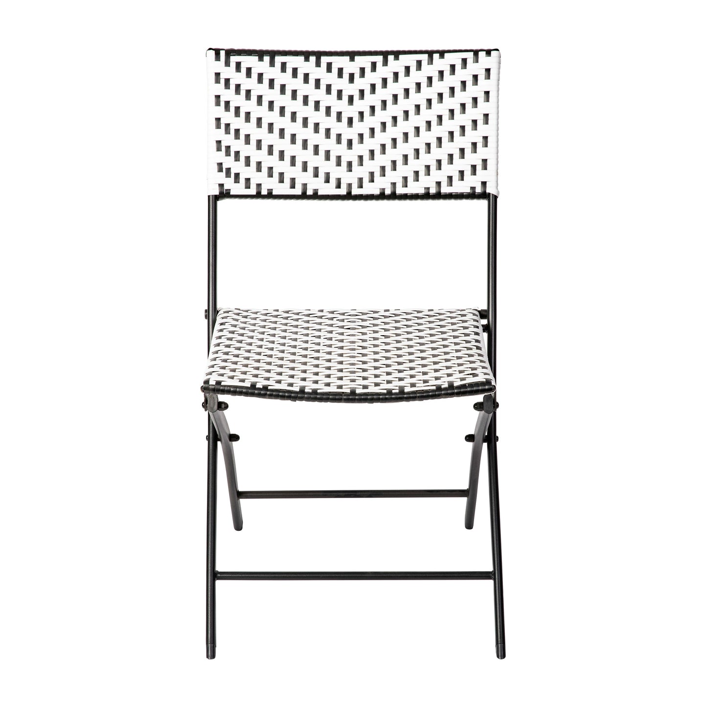 Rouen Set of Two Folding Bistro Chairs in PE Rattan with Metal Frames for Indoor and Outdoor Use
