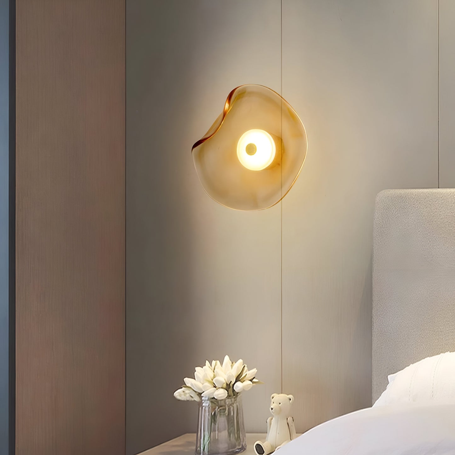Nordic Curved Glass Wall Light LED Light With Sculpted Glass Shade