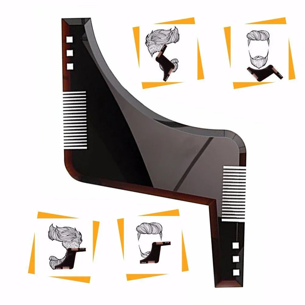 Beard Styling Shaping Template Comb Barber Tool Symmetry Trimming Shaper Stencil Beard Hair Brush Stencil Salon Styling Tools