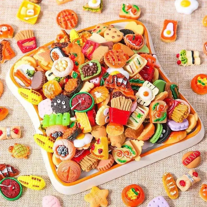Miniature Resin Food Toys for Dollhouse Kitchen Play - Realistic Food Dolls