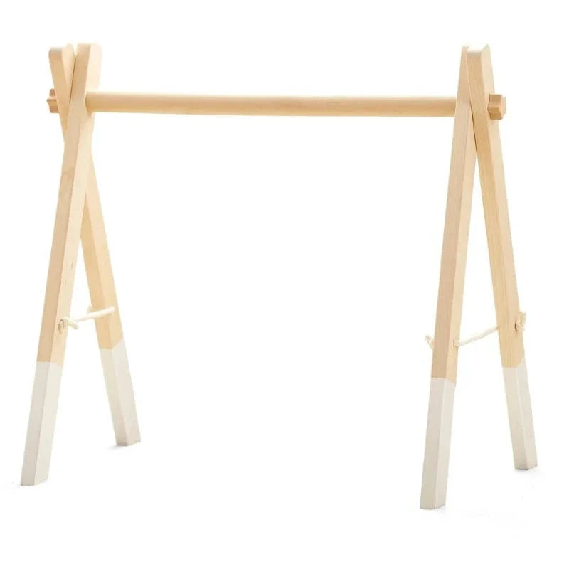 Wooden Baby Play Gym with Music Activity Mat for 0-12 Months - Sensory Development Toys with Mobile Bells for Limb Exercises