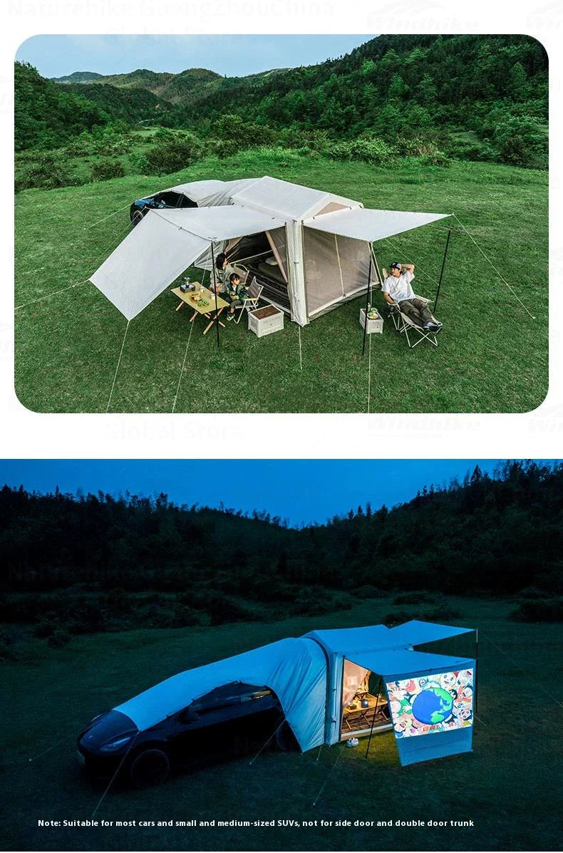 Naturehike AIR 7.0 Inflatable Car Tail Tent Portable SUV MPV Side Tunnel Tent Sunshade Waterproof Beach Car Rear Tent Camping Outdoor 35㎡ With Canopy
