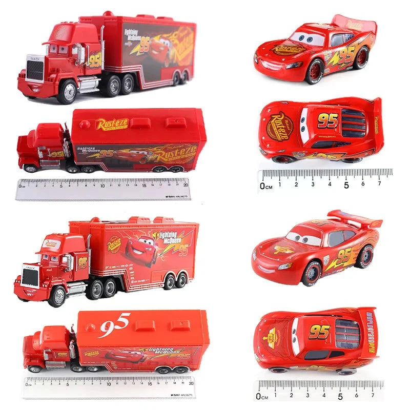 Disney Pixar Cars 3 Lightning McQueen, Jackson Storm, Cruz Ramirez, Hudson Mack Truck & Chick Hicks Toy Set