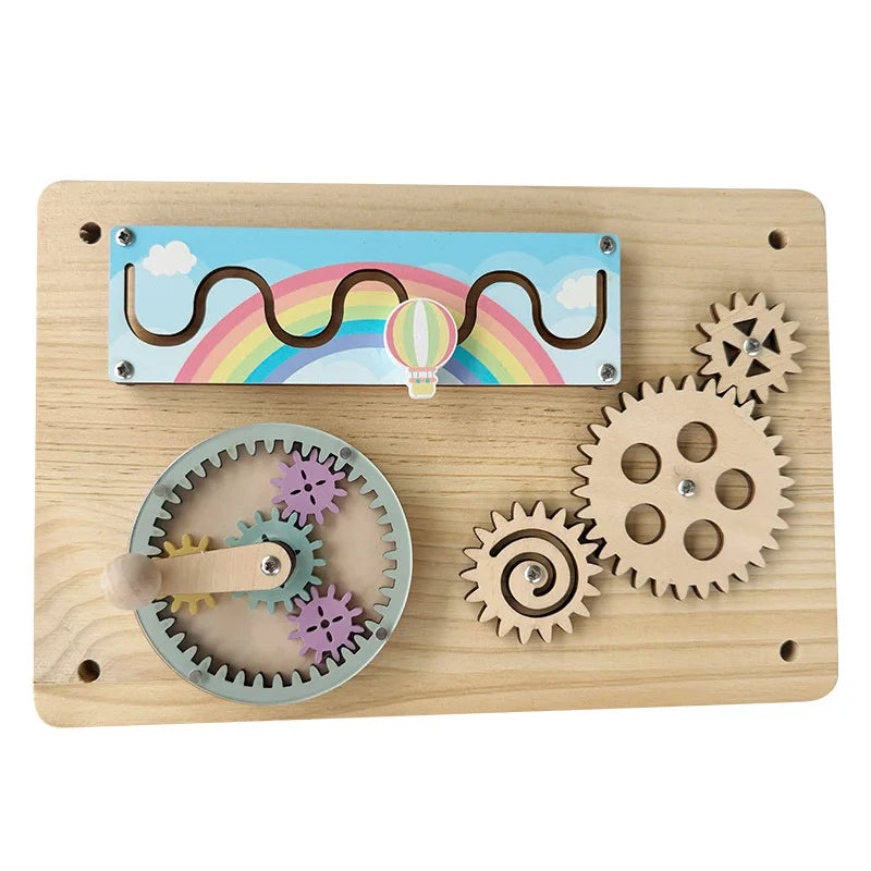 Wooden Montessori Busy Board for Babies - DIY Sensory Activity Toy with Engaging Accessories