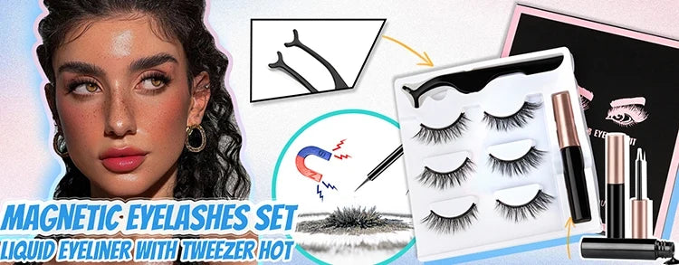 Magnetic Eyelashes – Reusable Faux Mink Natural Lashes with Tweezers Set