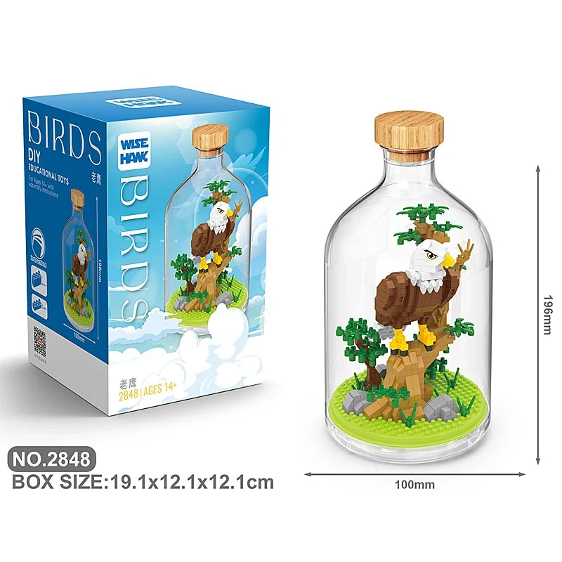Creative Children's Building Blocks Set - Flamingo & Seahorse Educational Toys in Bottled Design