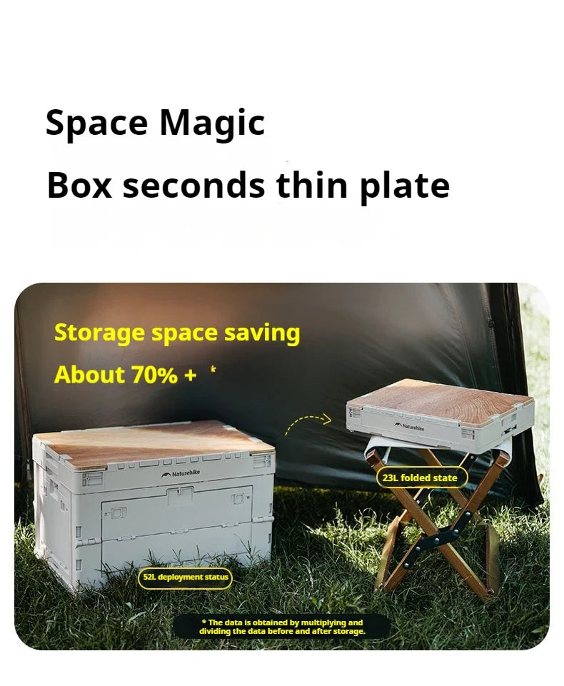 Naturehike PP Folding Storage Box Outdoor Camping Travel Large Box Equipment Portable Multifunctional Car Trunk Storage Cabinet With Table Board