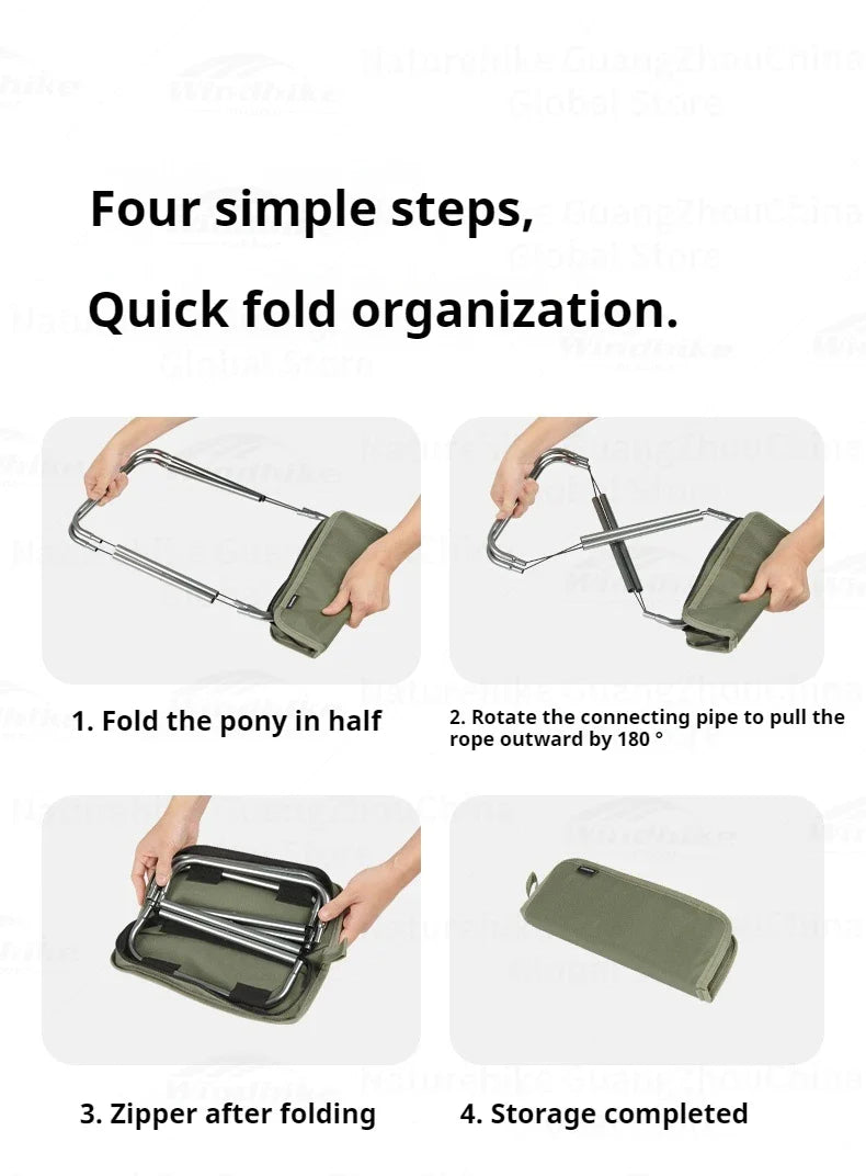 Naturehike Ultralight Folding Stool Portable Mini Chair 7075 Aluminum Alloy Fishing Outdoor Camping Chair 3CM Thick Cushion Seat Load 180kg