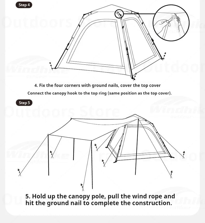 Naturehike ANGO PLUS Automatic Tent Upgraded Portable Lightweight 3-4 Persons Quick Opening Tent Camping Park Canopy Tent Integrated Tent Waterproof