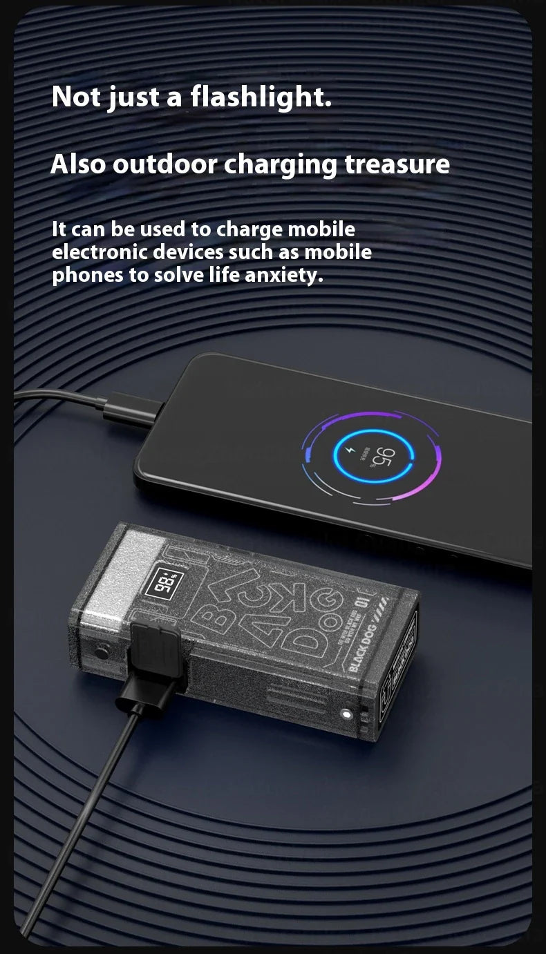 BLACKDOG STAR BOX Multifunctional Lighting Flashlight 3300LM Super Power Long Range LED Light 4 Color Torch Outdoor 3000mAh Battery IPX5 Waterproof