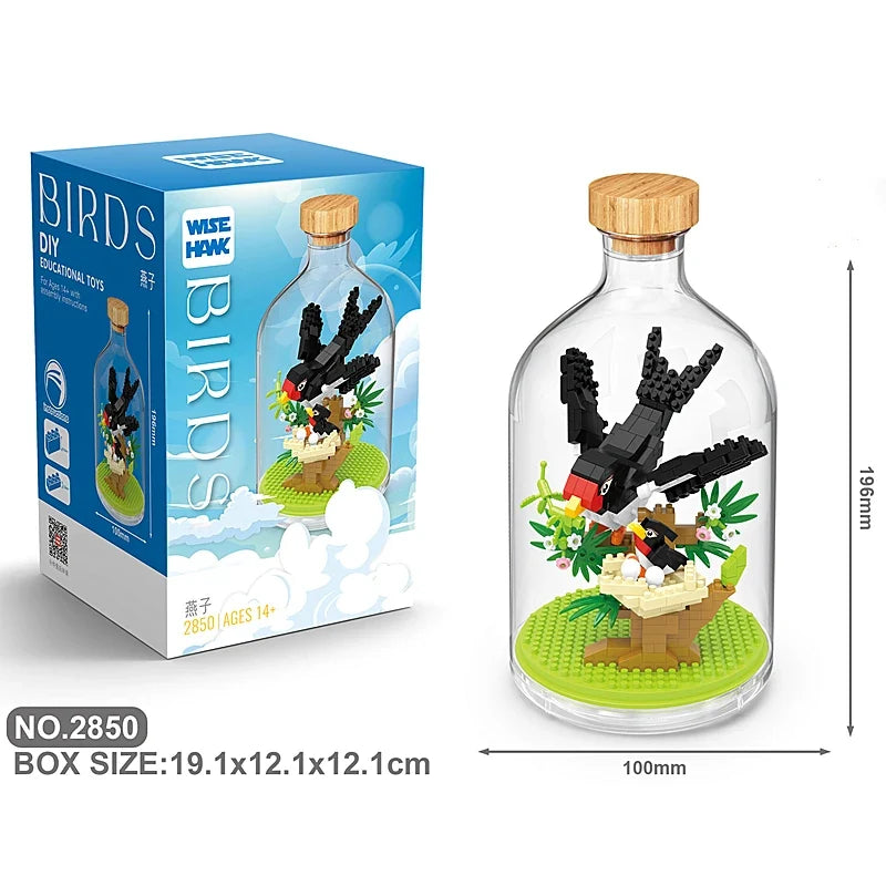 Creative Children's Building Blocks Set - Flamingo & Seahorse Educational Toys in Bottled Design