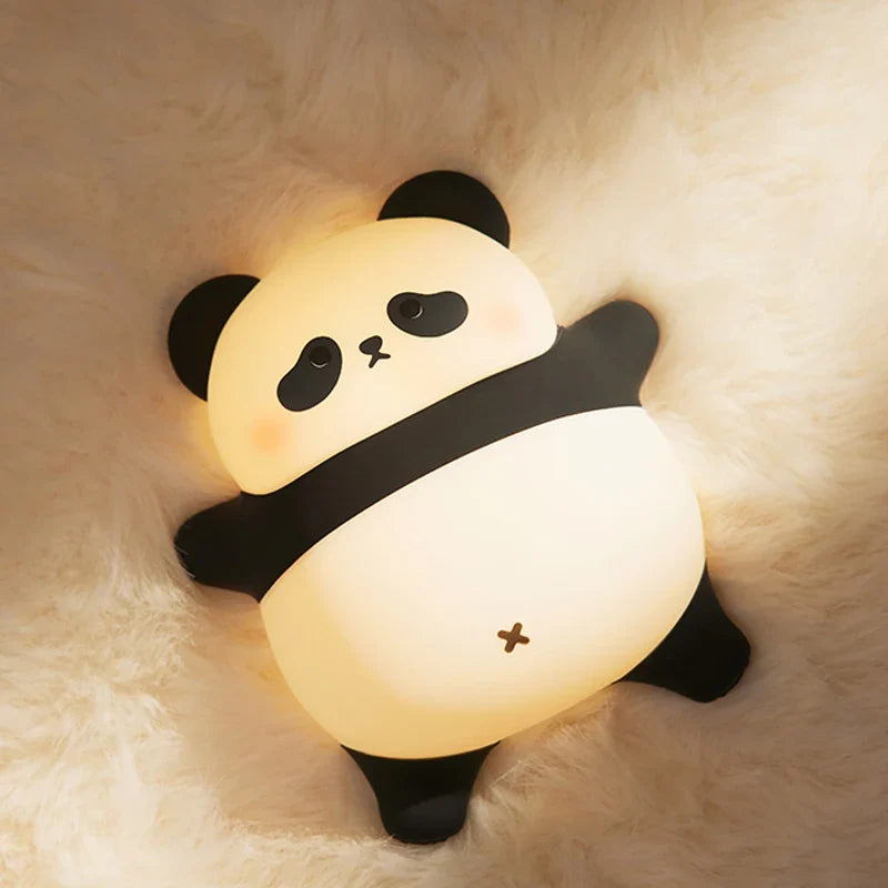 Panda LED Night Light - Cute USB Rechargeable Touch Lamp for Kids' Bedroom with Timer Function