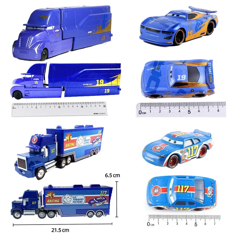Disney Pixar Cars 3 Lightning McQueen, Jackson Storm, Cruz Ramirez, Hudson Mack Truck & Chick Hicks Toy Set