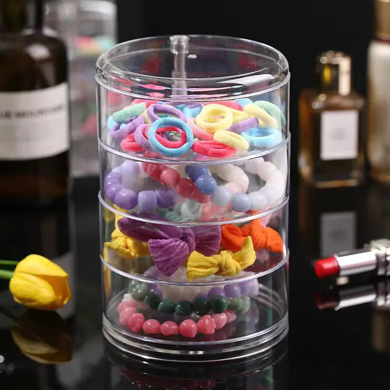 Multi Layer Rotating Transparent Round Jewelry Box for Earrings Studs Necklaces Bracelets Rack Display Shelf Jewelry Storage Box