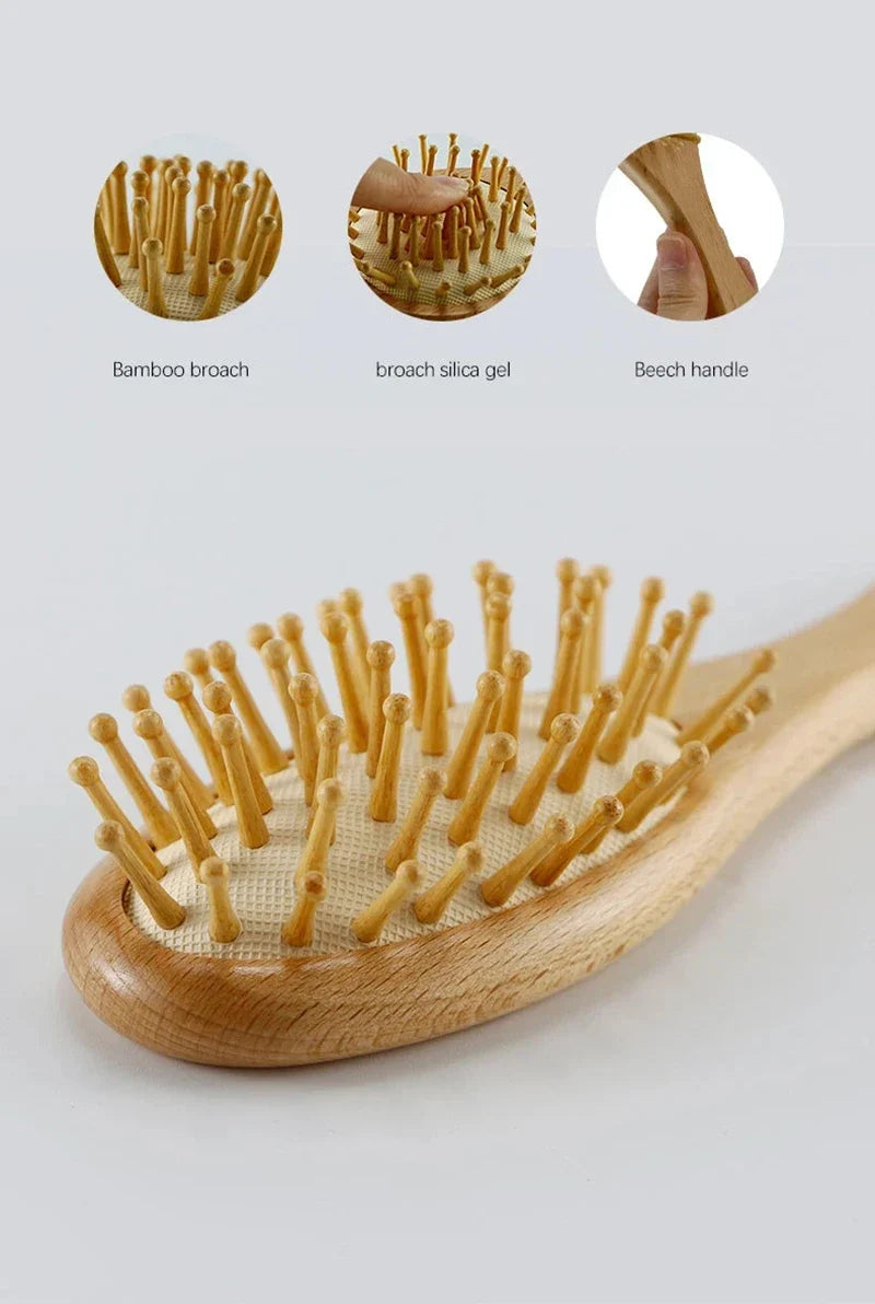 Newborn wooden comb & baby hairbrush set